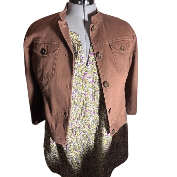 Judith Hart vintage Y2K women Brown layering Jacket Sz 16P unique Button Front - Picture 3 of 11